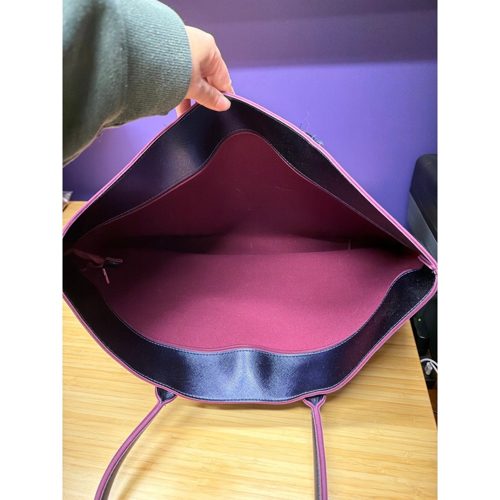 Bath & Body Works Metallic Navy Burgundy Large Tote Shoulder Bag - Picture 5 of 5